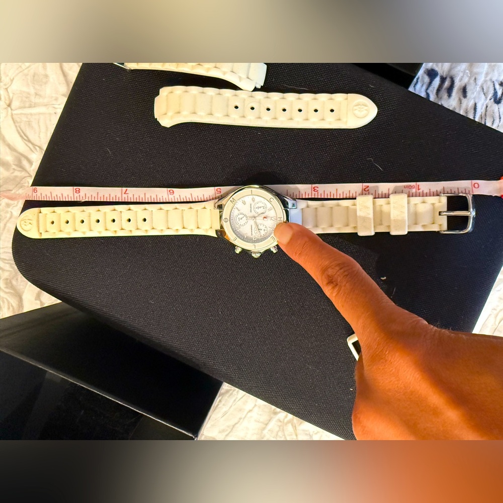 SOLD Michele white silver watch jelly collection